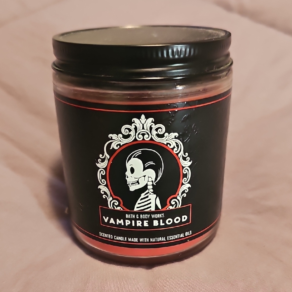 Bath & Body Works Vampire Blood Candle with Black and Red Design